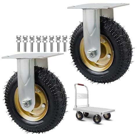 2 Stück Lenkrolle Luftrad, Rollen Transportrollen Durchmesser 150/200/250MM Metall Bockrolle Leise 300Kg Gesamtkapazität, Mit Kugellager Gummi Ersatz Rollen Für Trolleys Möbelroller