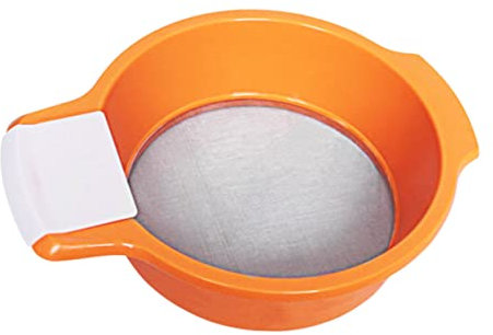 BESTonZON 1pezzi Setaccio Per Farina e Terreno Da Giardino Strumento Multifunzionale Per Cucina e Orticoltura Facile Da Usare e Conservare Acciaio Inossidabile Colore Arancione