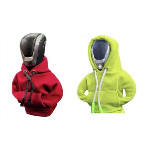 CULTP 2pcs Schaltknauf Hoodie Shifter für Porsche 911 Carrera (992),Funny Schalthebel Haube Abdeckungen Dekoratives Zubehör,A2-Red Green