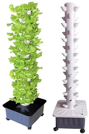 DPLXFPP Vertikaler Turm Für Hydrokultur-Anbausystem Für Den Garten 15 Etagen 45 Löcher, Hydrokultur-Turm-Set, Hydrokultur-Anbausystem, Aquaponik-Anbausystem, Vertikales Hydrokultur-Anbausystem