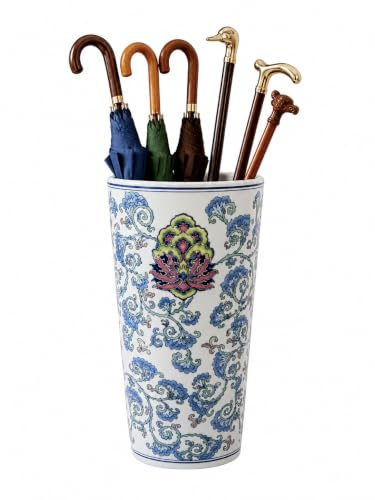 Classic Umbrella Stand Ceramic 18 Round Pink and Blue Flower