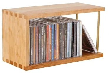 FUHAI-666 Schallplattenständer Desktop-CD-Aufbewahrungsregal, Spiele-Disc-Präsentationsregal, CD-Rack-Sammelbox aus massivem Holz Schallplatten Aufbewahrung(B)
