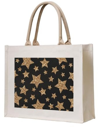 YWSOTRE Helle Sterne in Gold und Bronze, Tragetasche Canvas-Tasche Einkaufshandtasche Einkaufstüten, Mehrzweck-Schultertaschen