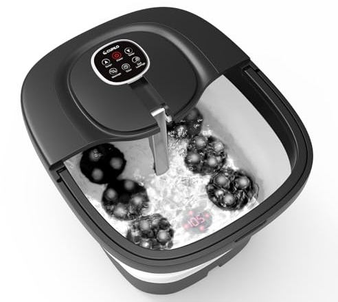 Foot Massager with Hot Tub, 2025 Upgraded Foot Tub with Circulating Heat, Motorized Shiatsu Massage Balls, Foot Soaking Tub for Wave Pedicure, Remote Control,
