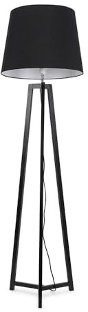 ValueLights | Black Wood Tripod Floor Lamp with Black Tapered Fabric Lampshade Living Room Light | Floor Lamps, Home Décor & Improvement Essential | Included LED Bulb