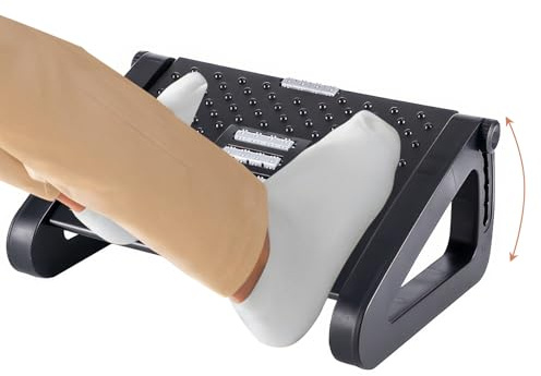 Poggiapiedi per Scrivania con Funzione Effetto Massaggiatore, Staffa Piede Ergonomico con 6 Angoli Regolabili, Poggiapiedi Antiscivolo per Gambe Pressione Allevia, Piattaforma Piedi per Ufficio e Casa