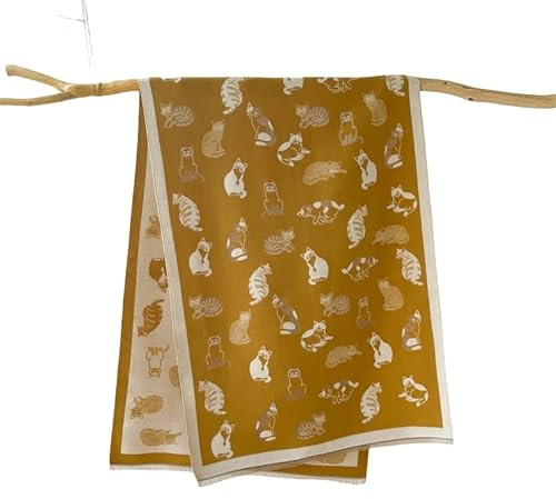 Keninll Schal für Damen, Kaschmir-Schal, Quaste, bunt, niedlicher Katzendruck, Wintermode, Decke, weich, warm und bequem