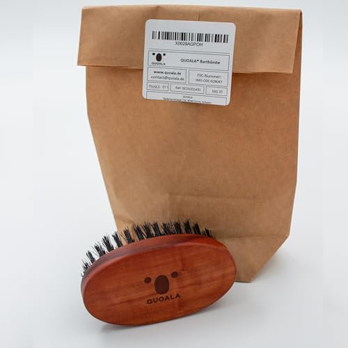 QUOALA® Bartbürste für Echte Männer – aus FSC-zertifiziertem Birnbaumholz mit echten Wildschweinborsten, in Deutschland hergestellt