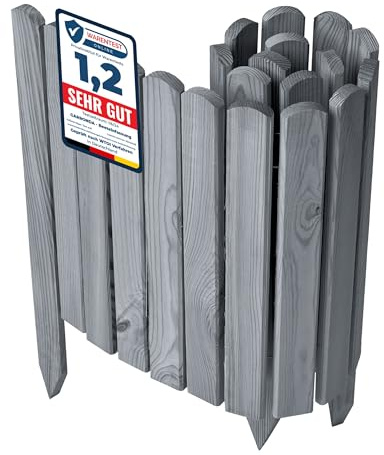 Garronda Beeteinfassung Holz Rasenkante Höhe: 40 cm Grau GD-0148 | Imprägniert und flexibel formbar, als Rollzaun, Holzzaun, Palisade und Gartenzaun für Rabatten, Wege und Bereiche im Garten