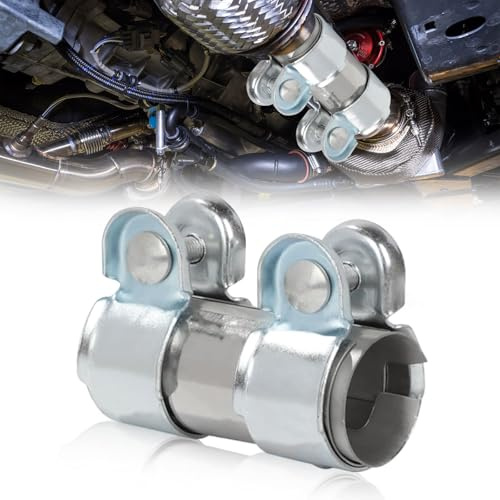 Abrazadera de tubo de escape de acero inoxidable, diámetro de 50 mm x 125 mm, conector de tubo de escape con doble abrazadera, tubo de escape universal