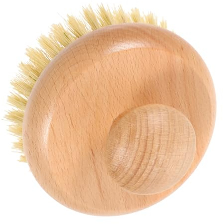 Spazzola Rotonda Manico in Ciliegio Cinese da Bagno | Setola in Sisal, Impugnatura Comoda, per Doccia, Pulizia Schiena, Esfoliazione e Uso Quotidiano