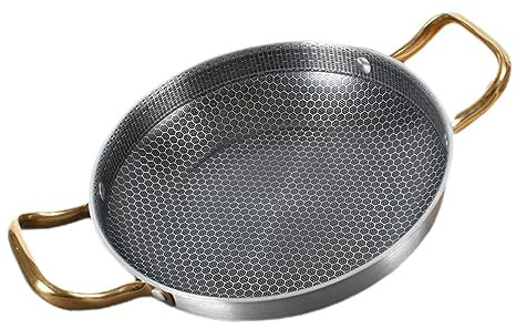 ULTECHNOVO Padella Nido D'ape in Acciaio Inox, Nera, Antiaderente | Cottura Facile e Consumo D'olio Ridotto, Adatta a Gas, Elettrico e Induzione