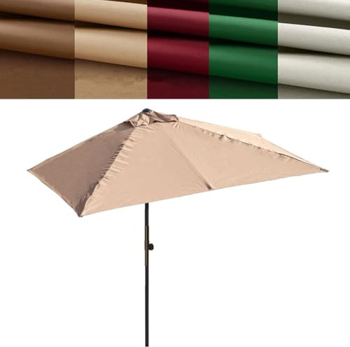 AGKANVCVNT Halber Sonnenschirm Halbschirm Rechteckig Mit Kurbel, 270x150cm Balkonschirm Groß Für Terasse, Garten, Gastro, Ohne Sockel, Rot(Khaki,200 * 130cm/6.5 * 4.3ft)