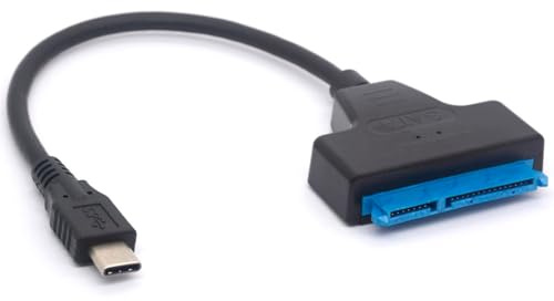 CABLEPELADO Cable Adaptador SATA para Disco Duro de 2.5”, Compatible con SSD y HDD, Transferencia hasta 5 Gbps, Plug and Play, Alimentación por USB, Longitud 20 cm, Negro (SATA a Tipo C)