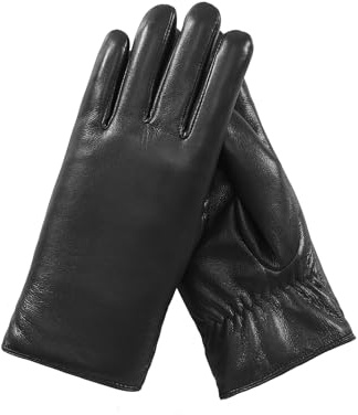 Komfokore Leather Gloves for Women Winter Gloves Warm Driving Glove Black L