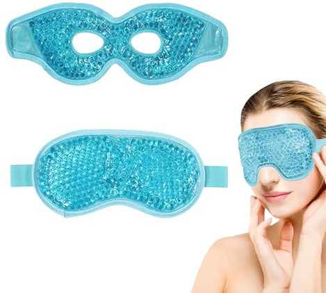Glamifyr 2er Set Kühlende Augenmaske – Kühlbrille Wiederverwendbar, Weiche Gelperlen, Augenmaske Kühlend Verstellbar für Damen & Herren zum Kopfschmerzen,Geschwollene,Müde Augen,Dunkle Augenringe