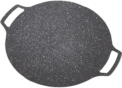 Depisuta Poêle à Barbecue Coréenne, Plaque de Barbecue Antiadhésive sans fumé en Alliage d'Aluminium, Poêle à Griller, Plaque de Coréenne, d'intérieur Portable, à Frire (Type de gaz 33cm)