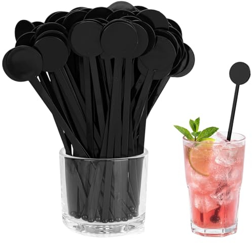 80 Black Cocktail Stirrers, Drink Stirrers for Bar and Home Use, Coffee Stirrers, Stirring Sticks for Mixing Beverages, Durable and Stylish Cocktail Accessories