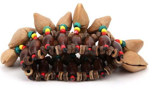 BRRNOO African Drum, Wrist Rattle Seed Rattle with Its Artistic Flair Nut Shell African Drum Bracelet for Musicians and Can Be Gifted to Music Lovers, Friends, or Relatives on Various