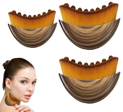 3 Stück Lymphatische Gesichtsbürste, Faszienbürste Gesicht | Set mit 2 Großen (3x8cm) und 1 Kleinen (2x7cm) Lymphbürsten Gesicht, Ideal für Gesichtsmassage und Make-up