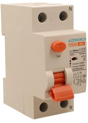 Interruttore Differenziale Puro Selettivo 40A, RCCB Tipo S Classe A, 1P+N 10kA 300mA, Ritardo 500ms, 2 Moduli DIN 230V AC, Certificato IEC61008-1, Serie PR8HM Elettromagnetico