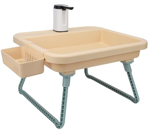 Topiky Stazione Lavamani Mobile con Pompa Dell'acqua Elettrica per Campeggio Ed Escursionismo - Lavandino Portatile da Esterno, Cachi