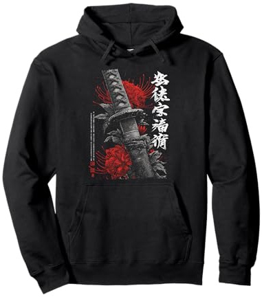 Katana Épée de lys araignée Rouge Anime Japonais Otaku Sweat à Capuche
