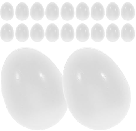 HAKIDZEL Uova Finte Realistiche e Decorazioni Riutilizzabili in Plastica Bianca 30 Pezzi Dimensioni 2,61x2,10cm per Cacce di Pasqua per Cocorite e Galline