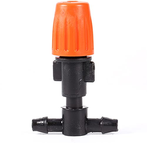 AUNMAS Aspersor Atomizador de Nebulización de Plantas de Plástico, Boquilla Naranja Ajustable con Conector en T para Manguera de 4 Mm de Diámetro Interior, 2 a 2,5 L de Hora, Pulverizador de 0,6 a