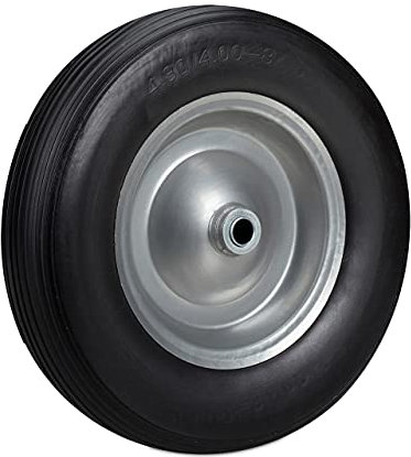 relaxdays Ruota per Carriola 4.80 4.00-8 in Gomma Piena Cerchione di Acciaio, Antipanne, Carico 100 kg, Nero Grigio