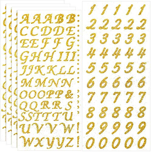 5 Fogli Adesivi Alfabeto Adesivi Lettere Glitter Adesivi per Cappellini Laurea Decorazione Autoadesivo Strass Numero Lettere per Cappellini Laurea Decorazioni Artigianali (Oro)