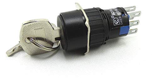 Interruttore a chiave da 15 mm con 3 posizioni di commutazione, 2 x serratura, 2 x apritore, AC/DC