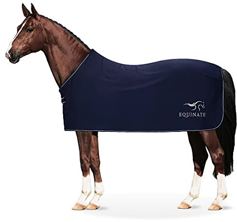 Equinate Abschwitzdecke Orlando aus Fleece mit Widerristpolster 155cm Navy