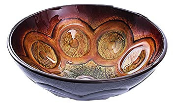 Cuarto De Baño del Cuenco del Fregadero del Recipiente De La Forma Redonda del Vidrio De Cobre Templado Moderno, Lavabo del Baño del Arte sobre El Mostrador,D 1 Accessory