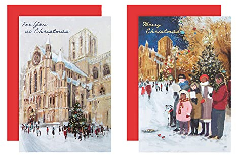 Hallmark Weihnachtskarten für Wohltätigkeitsorganisationen, 12 Stück, in 2 malerischen Designs von York Minster