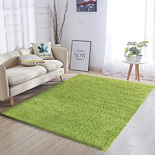 Tappeto Shaggy A Pelo Lungo Antiscivolo Moderno Per Salotto Camera Soggiorno In Diversi Colori E Misure, Colore Intenso e Brillante (70 x 140 Cm, Verde)