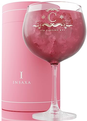 Personalised Gifts for Women - Large Gin Glass (730ML) - Your Choice of Initial (C)