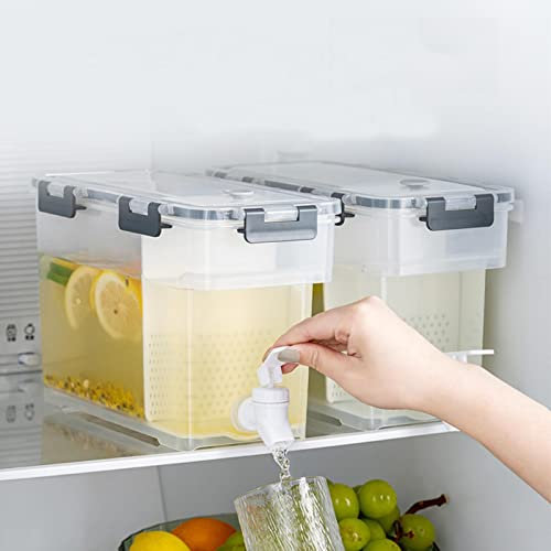 Drinks Dispenser with Tap and Lid, 3.5 L Water Dispenser with Tap, Container for Fridge or Parties, Large Water Jug for Preparing Teas and Juices, Lemon Jug