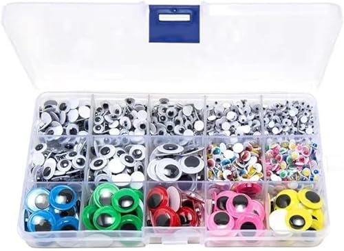 1500pcs Googly Eyes Self Adhesive for Crafts, Craft Sticker Wiggle Eyes with Multi Colored and Sizes for DIY