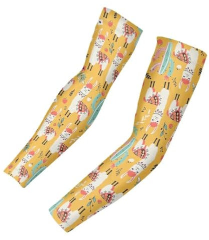 Belidome Armstulpen für Damen und Herren, Sport, Angeln, Golf, weich, atmungsaktiv, Sommer-Armabdeckung, Cartoon Alpaka, XL