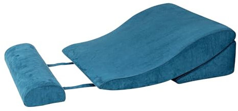 Keilkissen Lesekissen Bett Erhöhte Bettruhe mit Anti-Rutsch-Kissen, verstellbares Keilkissen für nach Operationen, Dreieckskissen für sauren Reflux, Pflege bei älteren Menschen/Schwangerschaft(Blue)