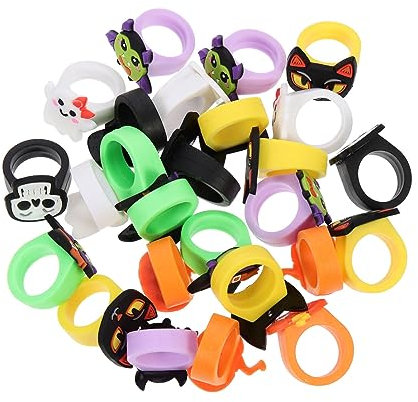 TOYANDONA Festival Finger Ringe 25 Stücke Halloween Kinder Spielzeug Cartoon Design Tragbare Pvc Material