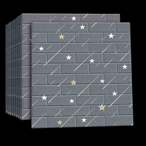MZQMK 10 Stück Wandpaneele Mit Ziegeleffekt Selbstklebende Paneele Wand Aus Schaumstoff Abnehmbare Und wasserdichte, Für Wohnzimmer,Schlafzimmer,Küche,Badezimmer(F)