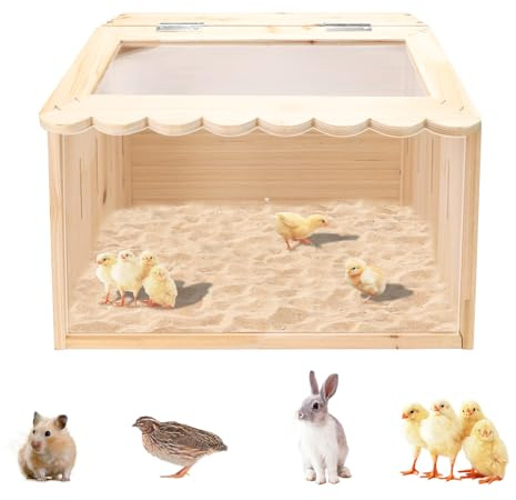 Hühnerbrutkasten, große Brutbox aus Holz für Küken, Kükenbrüter, Baby-Hühnerbedarf, Tier-Laufstall mit Oberseite für Hühner, Enten, Wachteln, Hamster (40 x 30 x 30 cm)