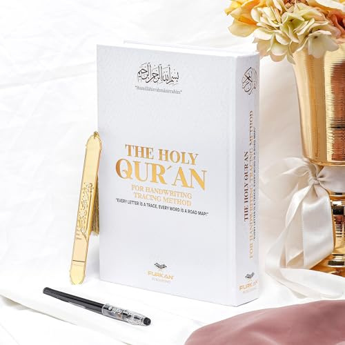 Texte du Coran Shaded avec suivi complet et signet | Livre idéal pour l'écriture et l'apprentissage du Coran Texte | Tracing Paper Writable Coran | Perfect Ramadan, Eid, Umrah Gift for Muslim Women