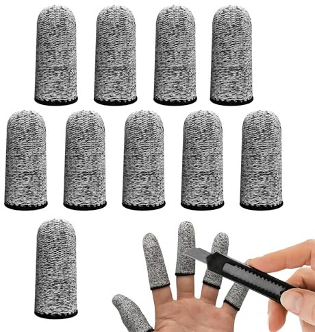 Finger Protectors 10PCS Cut Resistant Finger Cots Reusable Finger Sleeves Grey 5-Level Cut Resistant Thumb Protector for Work,Kitchen,Garden,Sculpture