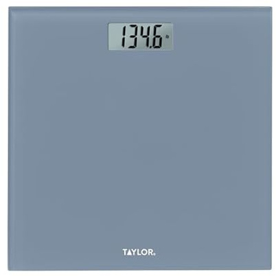 Taylor Digital Glass Bathroom Scale for Body Weight, Durable Platform, Digital Weighing Machine for People, Easy-to-Read Display, 350 lb Capacity, Slate Blue