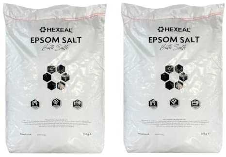 Hexeal Epsom Salt 50kg – 2 x 25kg Bags of Food Grade Magnesium Sulphate for Bathing, Gardening & Household Use – Suitable for Personal Care, Soil Enrichment, and More