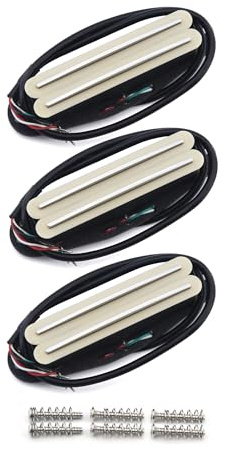 FLEOR Humbucker-Tonabnehmer-Set Alnico 5 Single-Coil-Humbucker N+M+B Tonabnehmer, cremefarben, 3 Stück