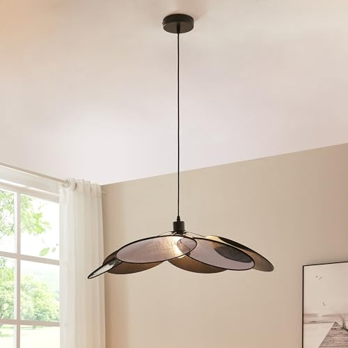lux.pro Pendelleuchte Blackwood Hängelampe Hängeleuchte Blütenoptik Wohnzimmerlampe Schlafzimmerlampe E27 Esszimmerlampe hängend Metall/Textil Schwarz